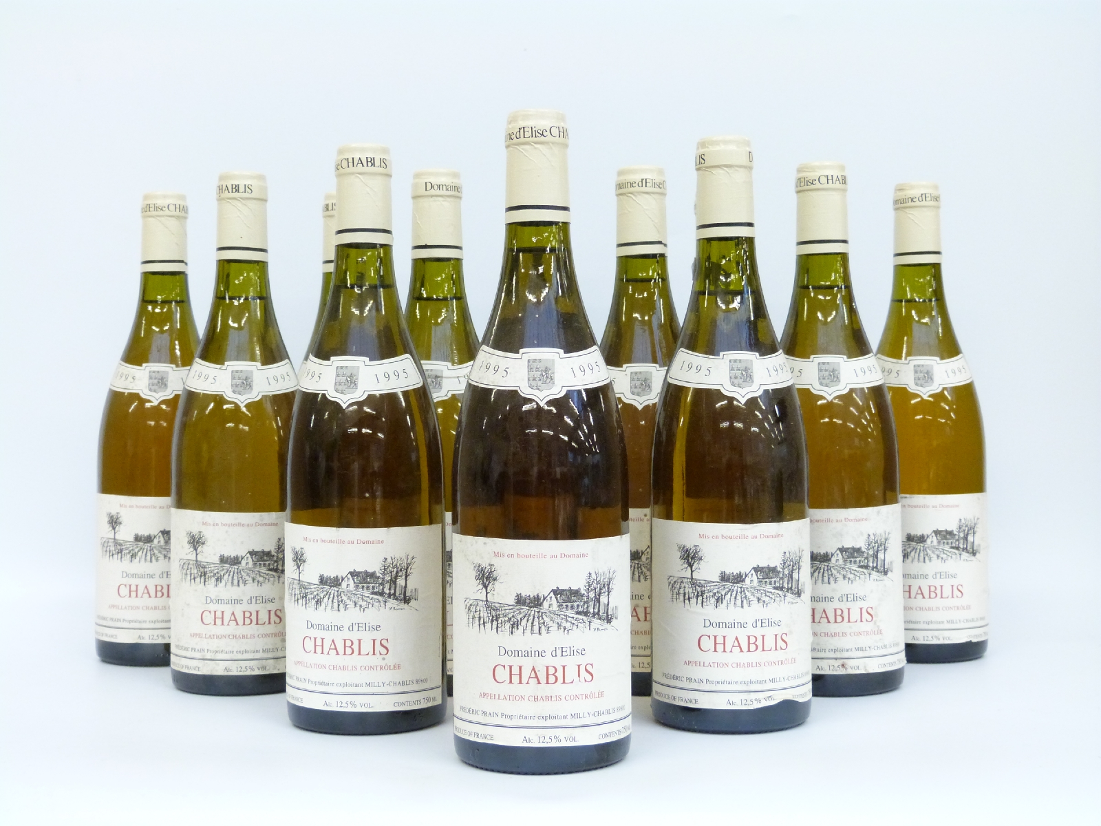 Twelve bottles of Domaine d'Elise Chablis wine 750ml 12.