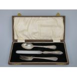 A cased hallmarked silver christening cutlery set Sheffield 1923,