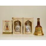 Four Bell's Whisky bells comprising 60th birthday of the Queen 1986 75cl x 2, 26 2/3 fl oz and 37.