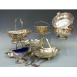 A collection of plated ware including Art Deco pedestal tazza, height 21.