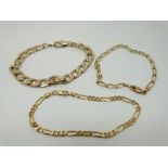 Two 9ct gold bracelets and a plated example (7.