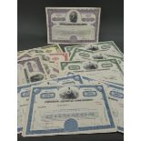 A collection of mid 20th century USA stock certificates including Virginia Electric Company and The