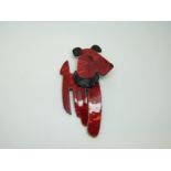 Ric the Terrier 1950s dog brooch by Lea Stein, in red and black, marked Lea Stein, Paris,