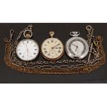Three various gentleman's keyless winding open faced pocket watches including Ingersoll,