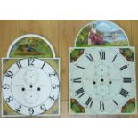 Two 19thC painted longcase clock dials from 8-day movements, one signed J Bennett, Norwich,