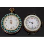 Two ladies watches one a wristwatch with mother of pearl bezel and back,