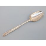 A Georgian hallmarked silver marrow spoon, marks rubbed, maker Edward Coker, length 20cm,