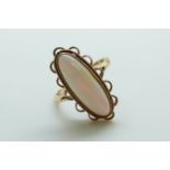 A 9ct gold ring set with an opal cabochon (size P)