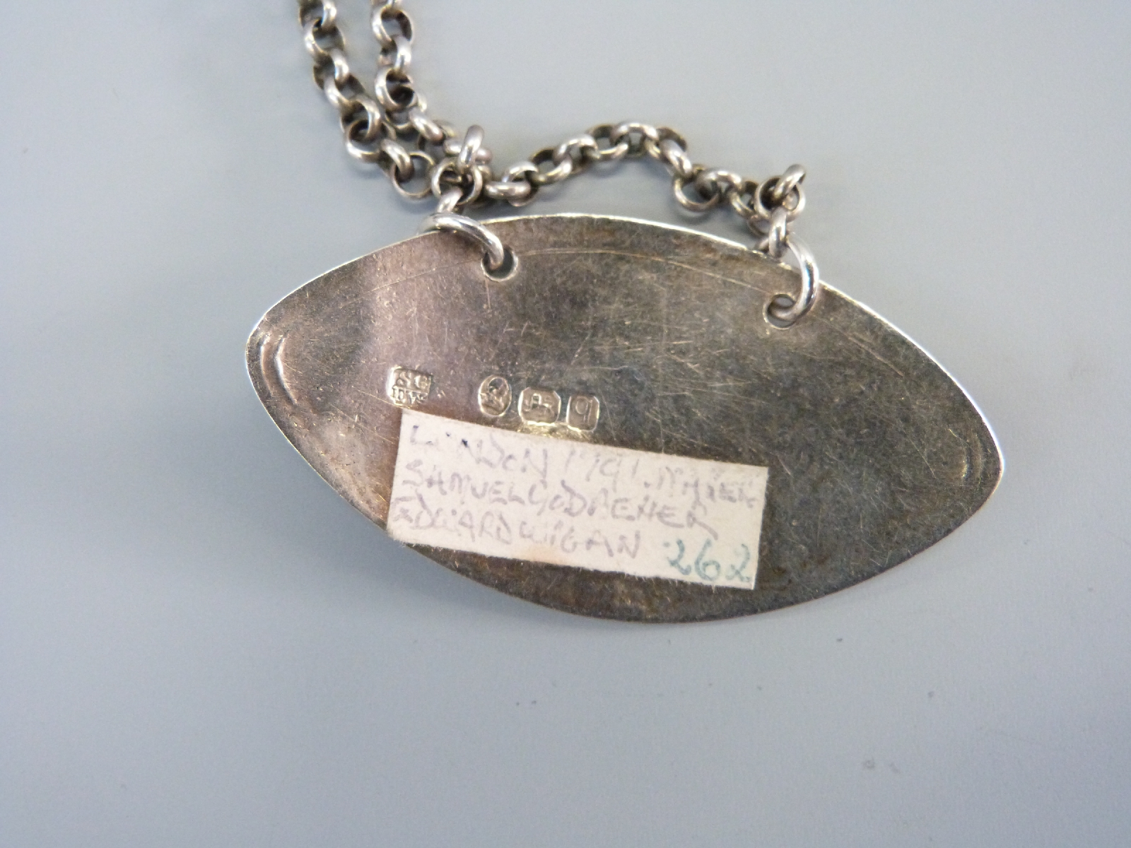 A Georgian hallmarked silver bottle ticket for Brandy, - Image 2 of 2