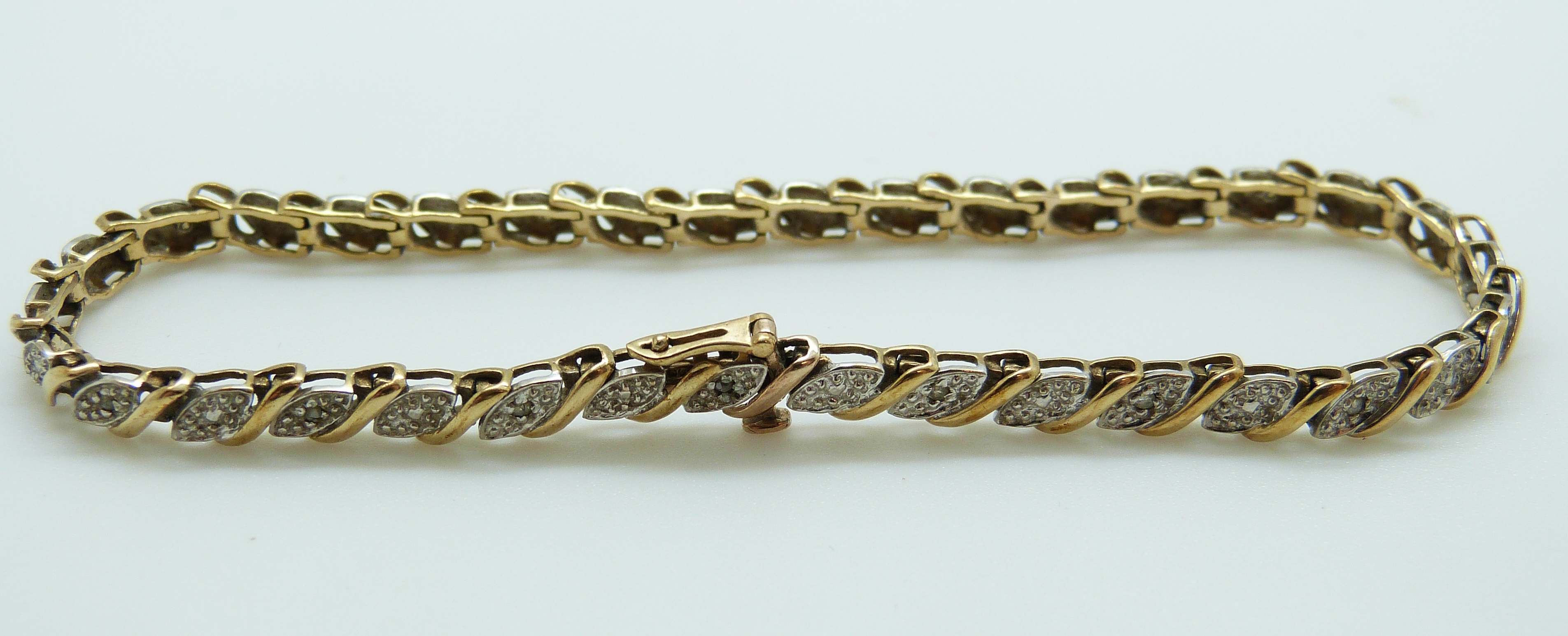 A 9ct gold bracelet set with diamonds, 7. - Image 4 of 4