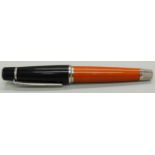 Breitling ballpoint pen with ochre resin barrel, black resin lid,
