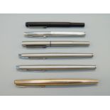 Six various Parker fountain pens.