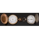 Two gentleman's full hunter pocket watches one hallmarked silver with Roman numerals and subsidiary