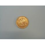 A 1909 gold half sovereign