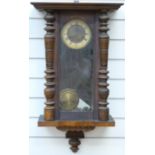 A late 19thC / early 20thC two train Vienna style wall clock,