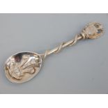 A hallmarked silver spoon commemorating the investiture of the Prince of Wales,
