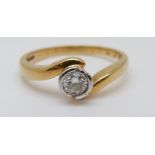 An 18ct gold ring set with a diamond solitaire of approximately 0.25ct, 4.