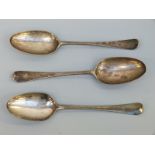 A pair of Georgian bottom hallmarked silver table spoons, London 1771 maker Thomas Wallis I,