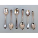 Six various Georgian hallmarked silver teaspoons,
