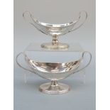 A pair of Georgian hallmarked silver oval twin handled bowls/salts,