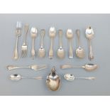 A quantity of Victorian hallmarked silver cutlery including a pair of forks,