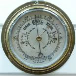 A circa mid 20thC "Sestrel" English marine style bulkhead brass aneroid barometer,