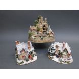 Three larger sized Lilliput Lane cottages, The First Nod, Christmas Party,