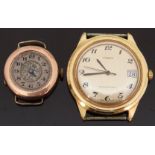 9ct gold ladies wristwatch with engraved dial,