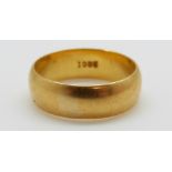 A 22ct gold wedding band, 6.