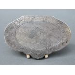 An unusual continental white metal compact, opening to reveal powder and space for lipstick,
