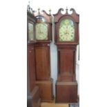 A mid to late 19thC oak and mahogany 8 day duration longcased clock,