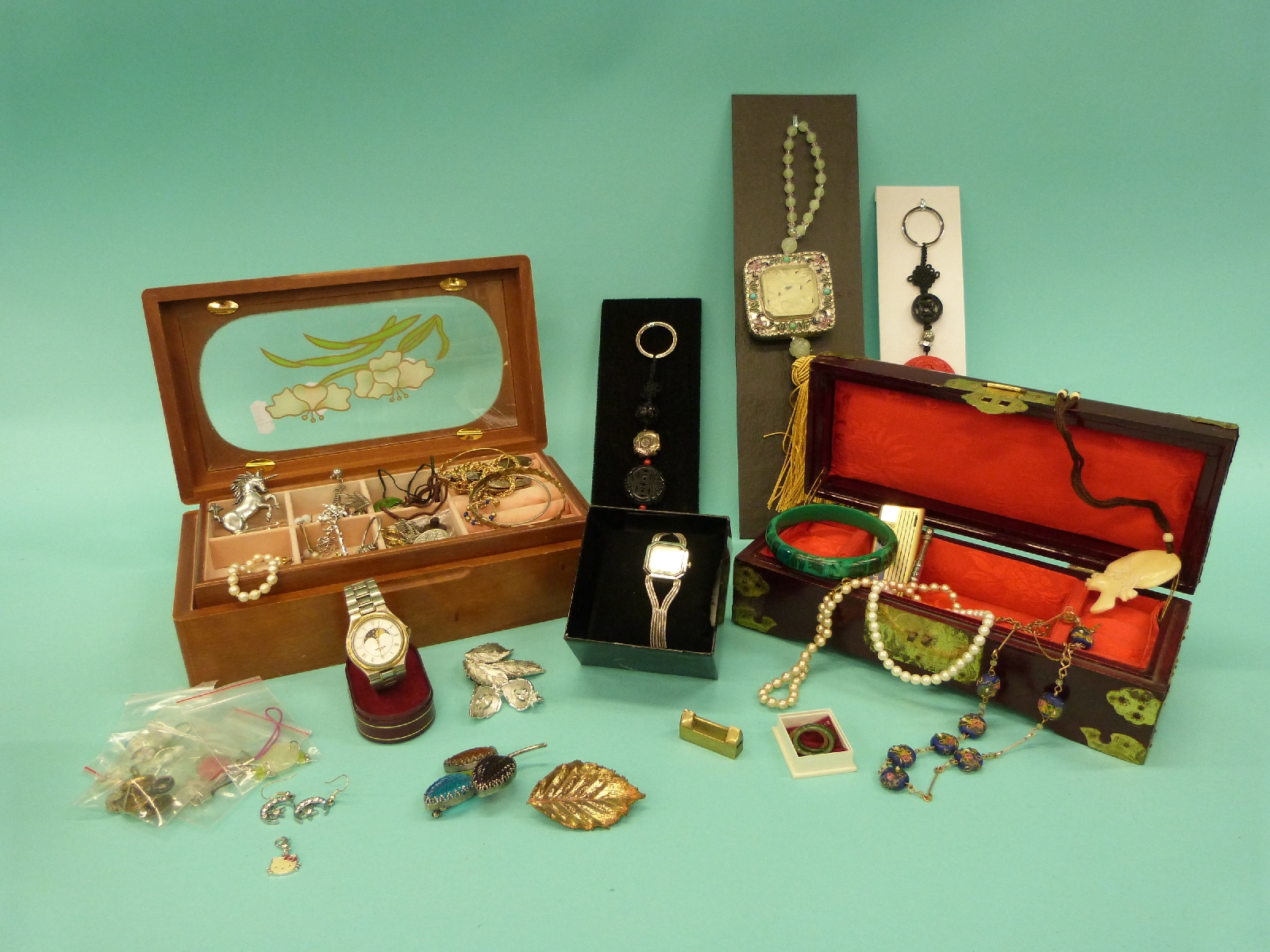 A collection of costume jewellery including modern Chinese items