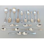 A set of 10 Victorian fiddle pattern hallmarked silver dessert spoons,
