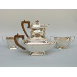 A George VI Art Deco octagonal hallmarked silver four piece tea set,