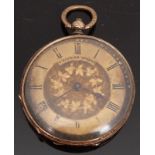 C Lannier 18ct gold ladies pocket watch with engraved decoration to case and dial,