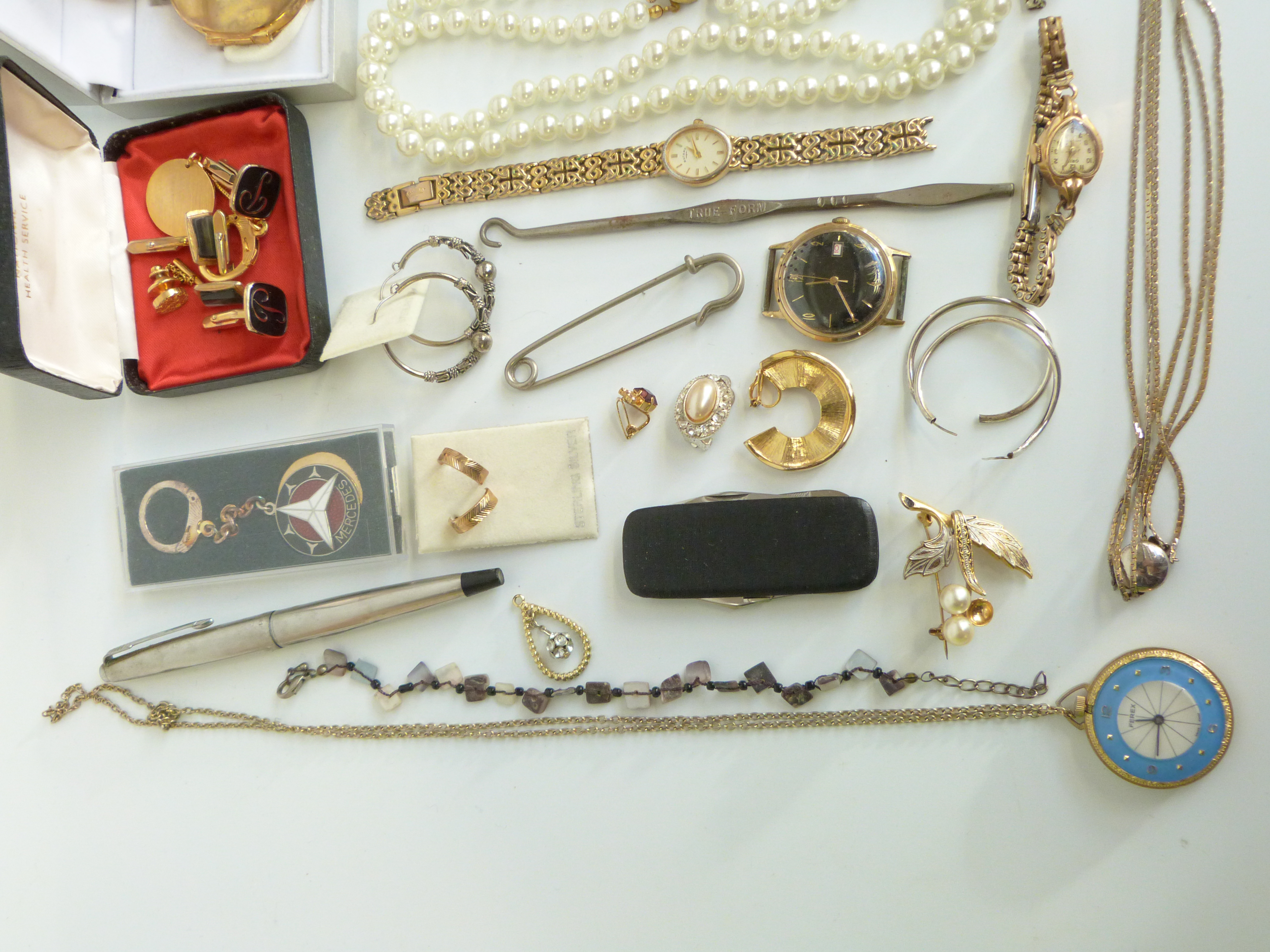 A collection of costume jewellery, watches, silver penknife, Zippo lighter, - Image 3 of 17