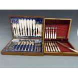 Two cased cutlery sets,