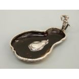 A Victorian hallmarked silver mounted pear shaped tortoiseshell trinket dish,