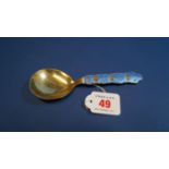 A Norwegian silver gilt and enamel spoon, by J Tostrup, Norway, 15cm.