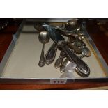 A cased pair of electroplated fish servers; and other plated flatware.