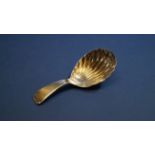 A George III silver caddy spoon, by Edward Mayfield, London 1806, having shell shaped bowl, 8cm.