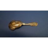 A George IV silver fiddle pattern caddy spoon, by J H, London 1826, 9.5cm.