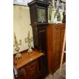 An 18th century stained oak 30 hour longcase clock, the 9¾ inch square silvered dial inscribed 'Roe,