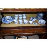 A collection of Chinese blue and white dinner wares.