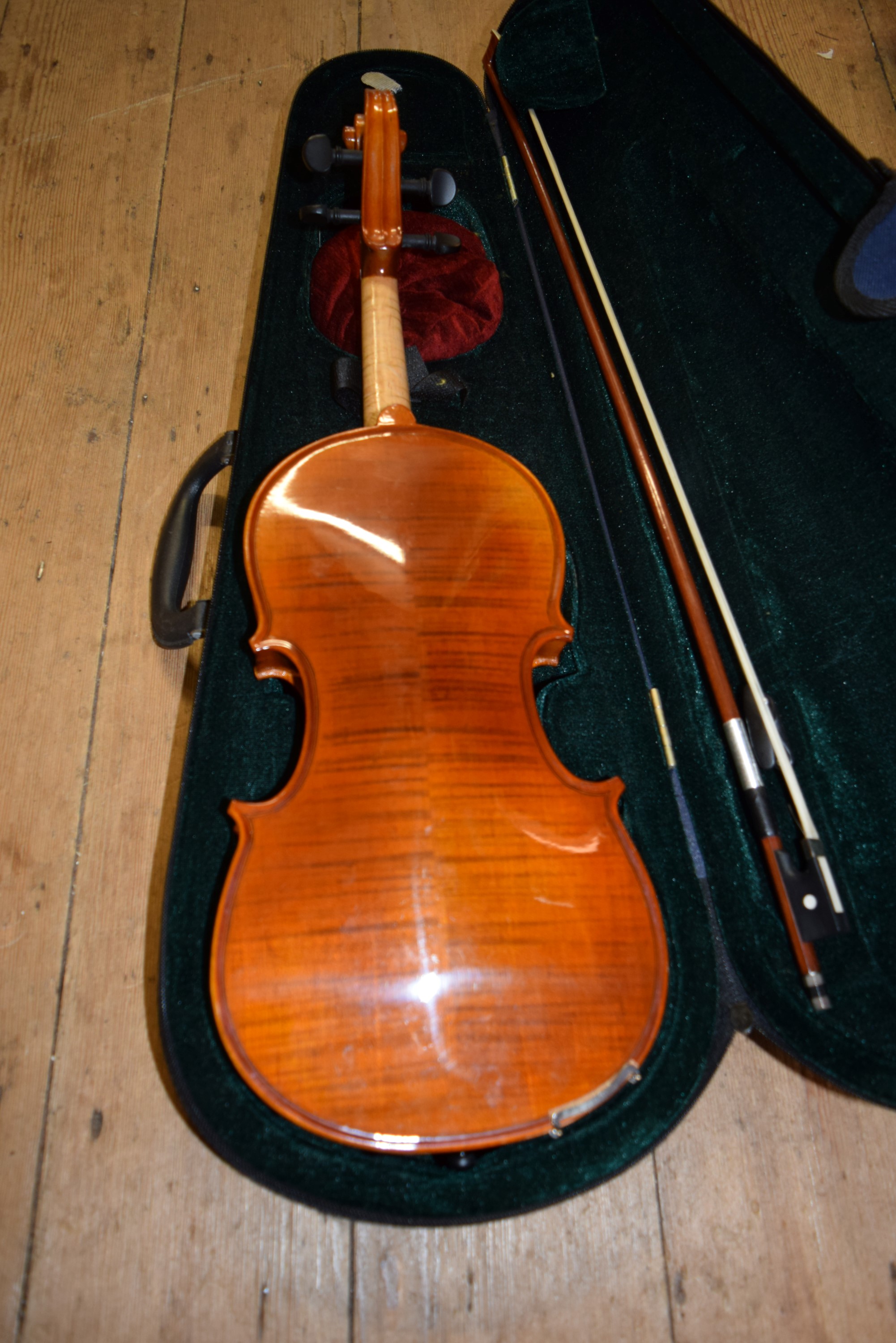Three various children's violins, two with 12 inch backs and one with 12½ inch back, - Image 14 of 16