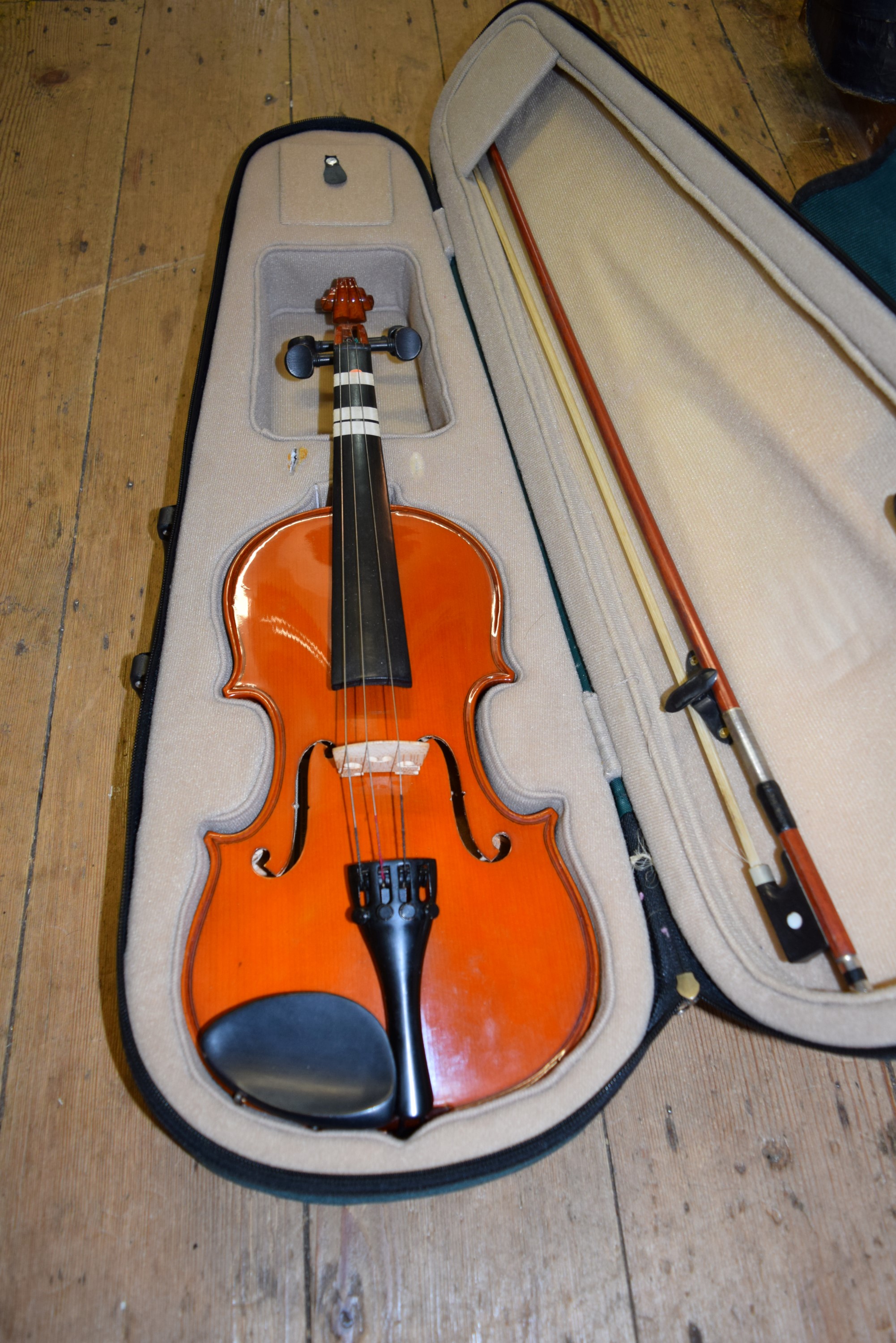 Three various children's violins, two with 12 inch backs and one with 12½ inch back, - Image 9 of 16