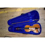 A Stentor Student violin, with 13 inch back, in padded case with bow.