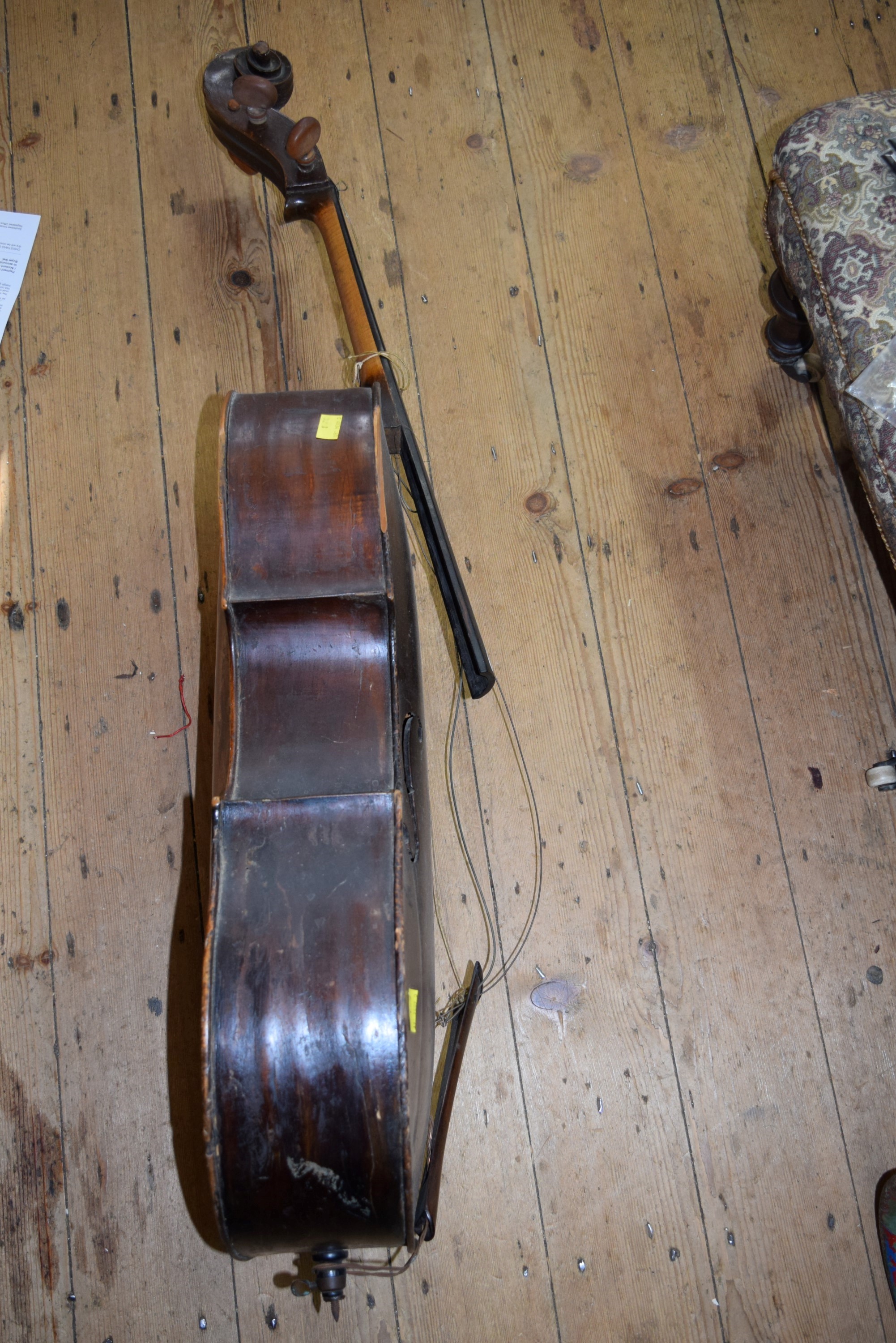 An antique Continental cello, with 27 inch back. - Image 3 of 4