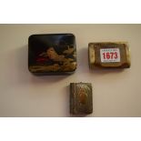 A 19th century horn snuff box; together with a Japanese box and cover;