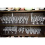 A collection of cut glass drinking glasses, to include Webb examples.